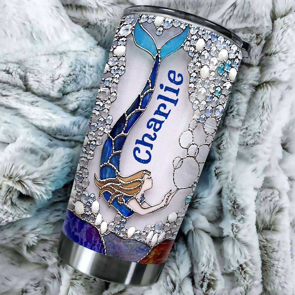 Camellia Personalized Dream Bijg Little Mermaid Stainless Steel Tumbler-Double-Walled Insulation Travel Cup With Lid
