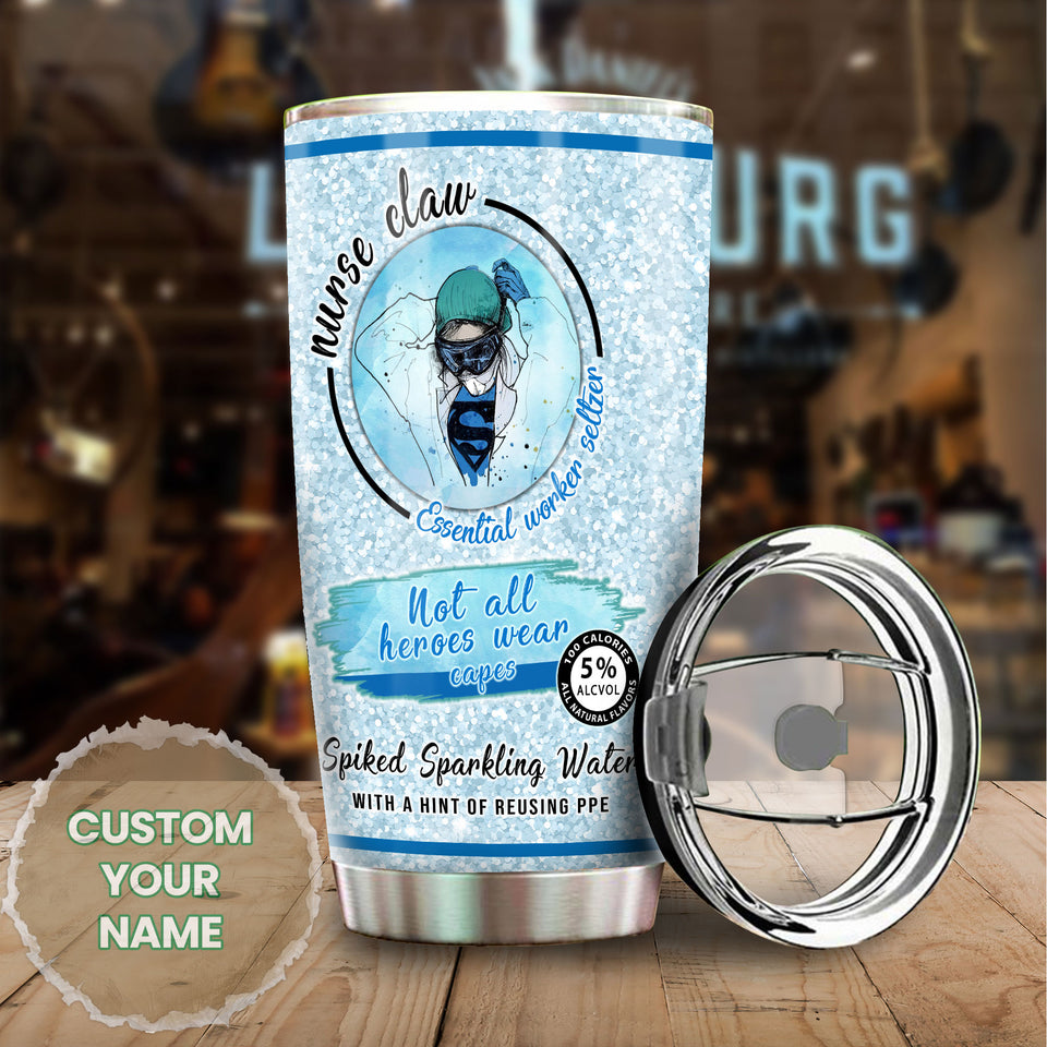 Camellia Personalized Nurse Claw Stainless Steel Tumbler - Double-Walled Insulation Vacumm Flask - Gift For Nurse, Christmas Gift, International Nurses Day