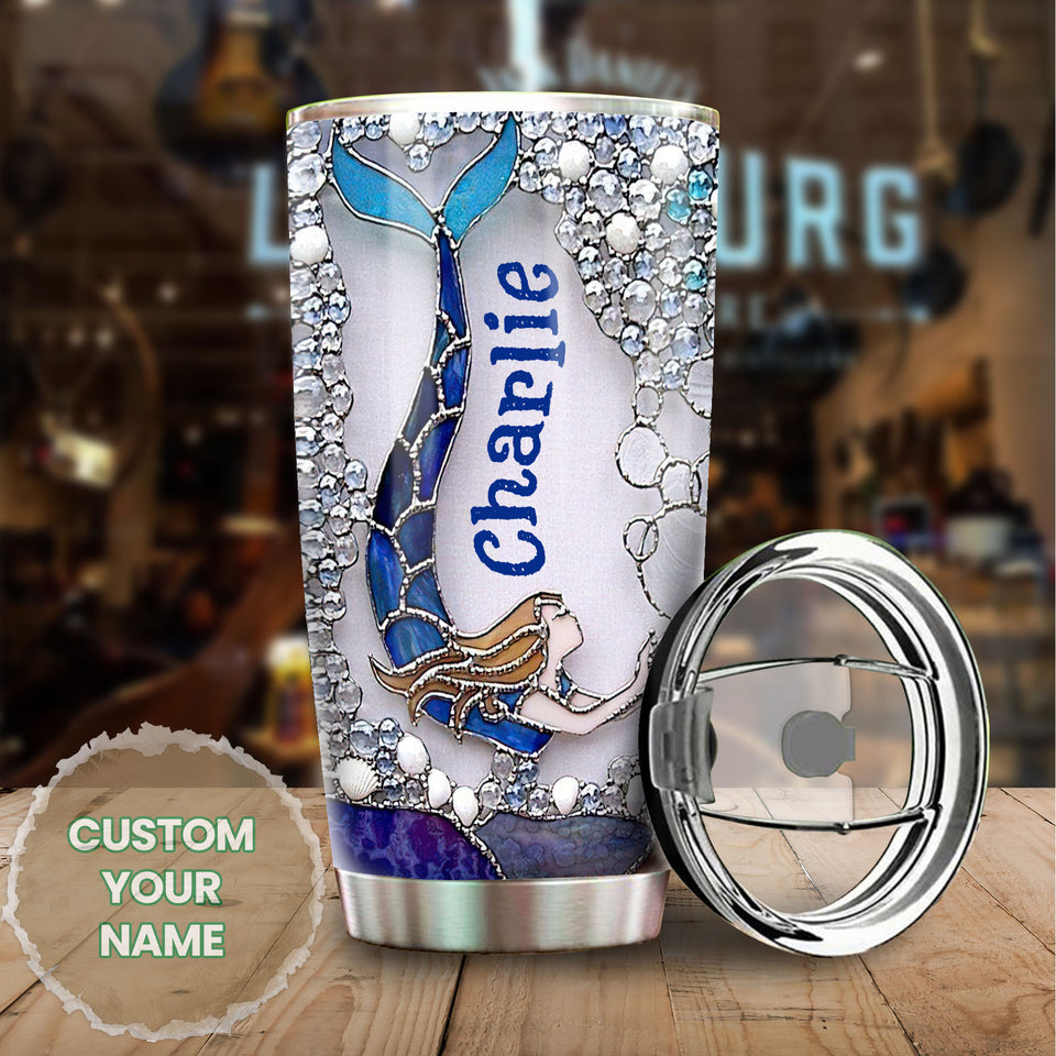 Camellia Personalized Dream Bijg Little Mermaid Stainless Steel Tumbler-Double-Walled Insulation Travel Cup With Lid