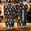 Camellia Personalized 3D Colorful Guitar Collection Stainless Steel Tumbler - Customized Double-Walled Insulation Travel Thermal Cup With Lid Gift For Guitarist