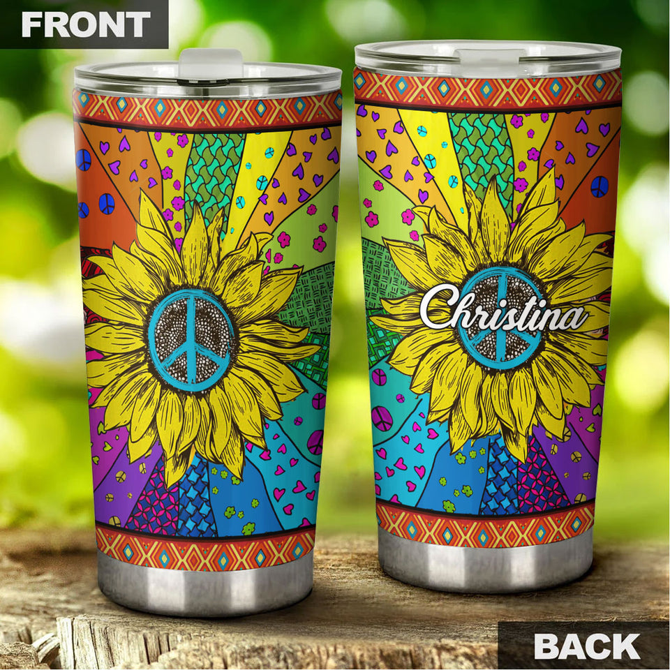 Camellia Personalized Hippie Chrysanthemum Stainless Steel Tumbler-Double-Walled Insulation Travel Cup With Lid