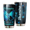 Camellia Personalized Butterfly As Long As I Breathe You'll Be Remembered Stainless Steel Tumbler - Double-Walled Insulation Vacumm Flask - For Thanksgiving, Memorial Day, Christians, Christmas