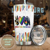 Camellia Persionalized LGBT Bear Peace Love Free Mom Hugs Stainless Steel Tumbler - Customized Double - Walled Insulation Travel Thermal Cup With Lid