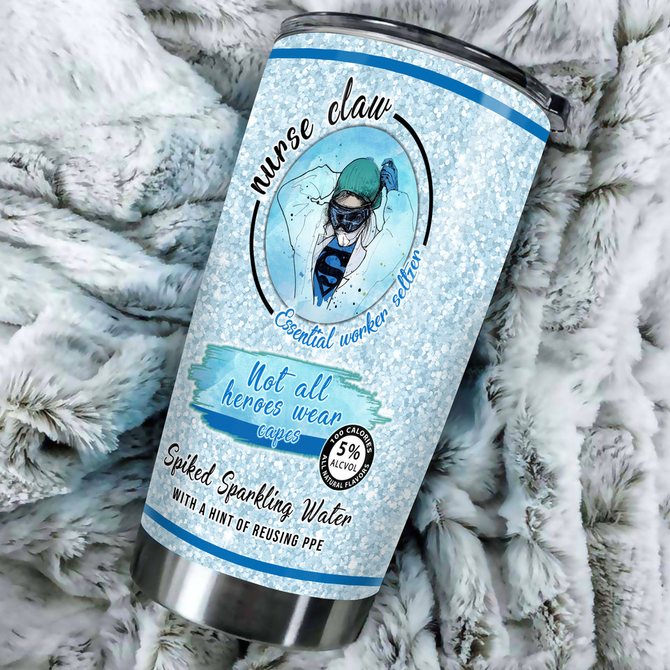 Camellia Personalized Nurse Claw Stainless Steel Tumbler - Double-Walled Insulation Vacumm Flask - Gift For Nurse, Christmas Gift, International Nurses Day