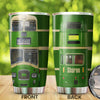 Camellia Personalized 3D Green Bus Stainless Steel Tumbler - Customized Double-Walled Insulation Travel Thermal Cup With Lid