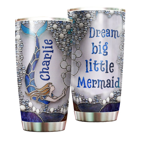 Camellia Personalized Dream Bijg Little Mermaid Stainless Steel Tumbler-Double-Walled Insulation Travel Cup With Lid