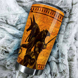 Camellia Personalized Anubis Ancient Egypt Stainless Steel Tumbler - Double-Walled Insulation Vacumm Flask - Gift For Ancient Egypt Culture Lovers