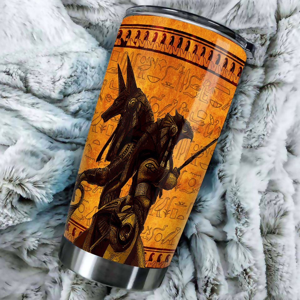 Camellia Personalized Anubis Ancient Egypt Stainless Steel Tumbler - Double-Walled Insulation Vacumm Flask - Gift For Ancient Egypt Culture Lovers