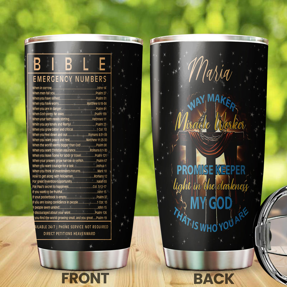 Camellia Personalized Sunflowers God Promise Keeper Light In The Darkness Stainless Steel Tumbler - Customized Double-Walled Insulation Travel Thermal Cup With Lid Gift For Christian