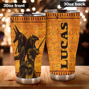 Camellia Personalized Anubis Ancient Egypt Stainless Steel Tumbler - Double-Walled Insulation Vacumm Flask - Gift For Ancient Egypt Culture Lovers
