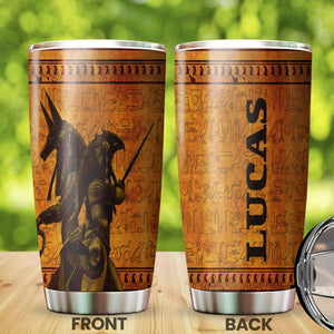 Camellia Personalized Anubis Ancient Egypt Stainless Steel Tumbler - Double-Walled Insulation Vacumm Flask - Gift For Ancient Egypt Culture Lovers