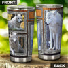 Camellia Persionalized 3D White Wolf Picture Stainless Steel Tumbler - Customized Double - Walled Insulation Travel Thermal Cup With Lid Gift For Wolf Lover