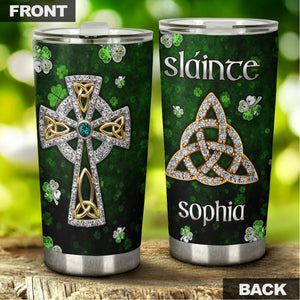 Camellia Persionalized Irish Jewelry Style Stainless Steel Tumbler - Customized Double - Walled Insulation Travel Thermal Cup With Lid