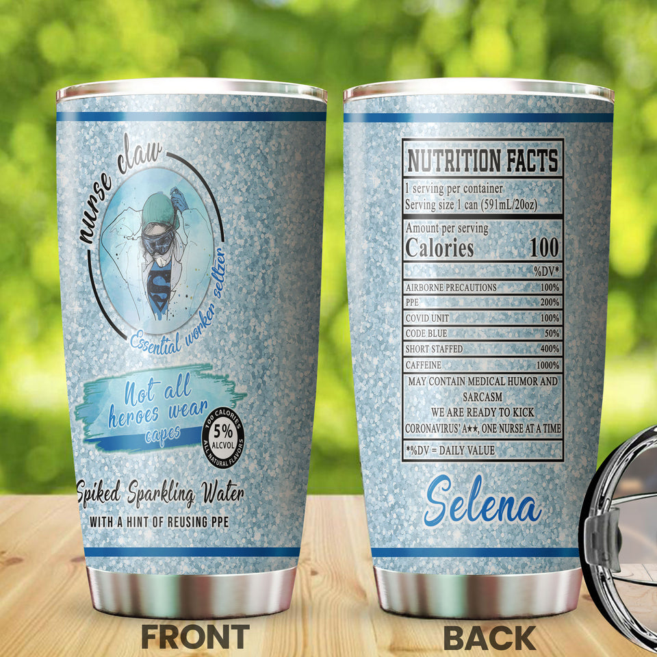 Camellia Personalized Nurse Claw Stainless Steel Tumbler - Double-Walled Insulation Vacumm Flask - Gift For Nurse, Christmas Gift, International Nurses Day