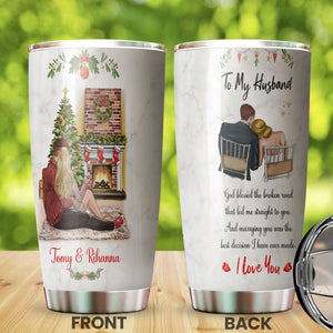 Camellia Personalized Loving Letter From wife To Husband I Love You Stainless Steel Tumbler-Double-Walled Insulation Cup With Lid Gift For Christmas Anniversary