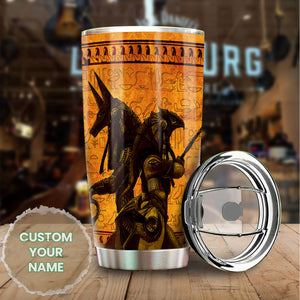 Camellia Personalized Anubis Ancient Egypt Stainless Steel Tumbler - Double-Walled Insulation Vacumm Flask - Gift For Ancient Egypt Culture Lovers