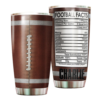 Camellia Personalized Football Facts  Stainless Steel Tumbler - Customized Double-Walled Insulation Travel Thermal Cup With Lid Gift For Footballer