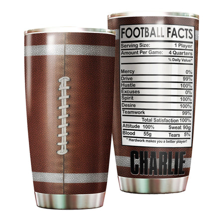 Camellia Personalized Football Facts  Stainless Steel Tumbler - Customized Double-Walled Insulation Travel Thermal Cup With Lid Gift For Footballer