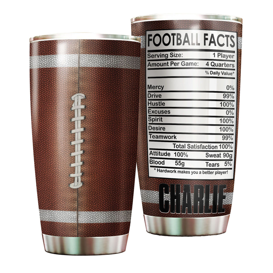 Camellia Personalized Football Facts  Stainless Steel Tumbler - Customized Double-Walled Insulation Travel Thermal Cup With Lid Gift For Footballer