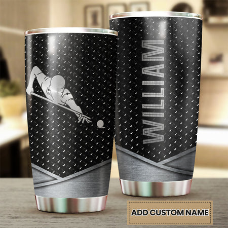 Camellia Personalized Man Plays Billiard Stainless Steel Tumbler-Vacuum Sealed Gift For Male Golf Player
