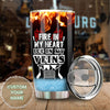 Camellia Personalized Hockey Fire In My Heart Ice In My Veins Stainless Steel Tumbler-Double-Walled Insulation  Cup With Lid Gift For Hockey Player