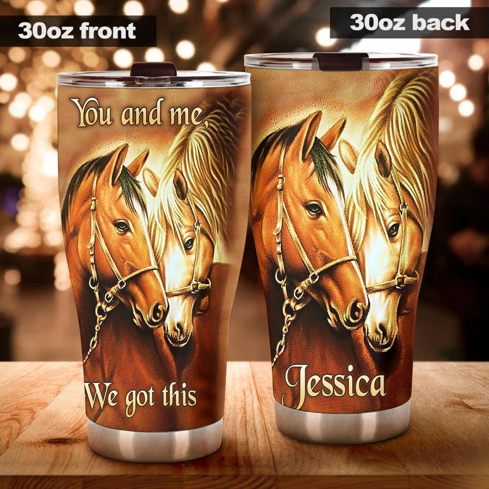 Camellia Personalized Horse Couple We Got This Stainless Steel Tumbler - Double-Walled Insulation Vacumm Flask - Gift For Horse Lovers, Cowgirls, Cowboys, Perfect Christmas, Thanksgiving Gift