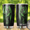 Camellia Personalized Green Dragon Cross Stainless Steel Tumbler - Customized Double-Walled Insulation Travel Thermal Cup With Lid Gift For Christian