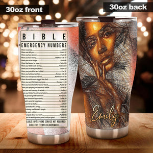 Camellia Personalized Black Women Bible Stainless Steel Tumbler - Double-Walled Insulation Vacumm Flask - Gift For Black Queen, International Women's Day, Hippie Girls 05
