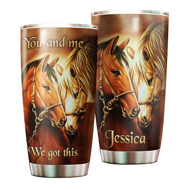 Camellia Personalized Horse Couple We Got This Stainless Steel Tumbler - Double-Walled Insulation Vacumm Flask - Gift For Horse Lovers, Cowgirls, Cowboys, Perfect Christmas, Thanksgiving Gift