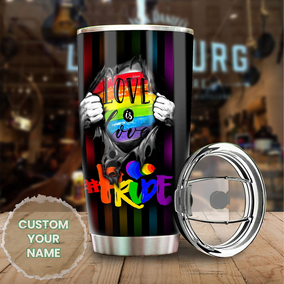 Camellia Persionalized LGBT Rose Pride Love Is Love Stainless Steel Tumbler - Customized Double - Walled Insulation Travel Thermal Cup With Lid