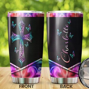 Camellia Personalized The Cross Symbol Of God's Love Stainless Steel Tumbler-Thermal Flask Travel Therma Cup With Lid