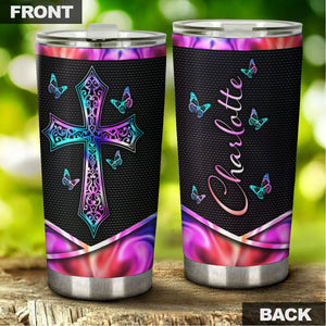 Camellia Personalized The Cross Symbol Of God's Love Stainless Steel Tumbler-Thermal Flask Travel Therma Cup With Lid