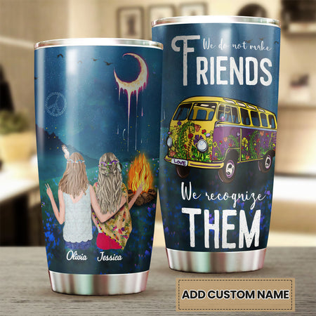 Camellia Personalized We Do Not make Friends We Recognize Them Stainless Steel Tumbler-Double-Walled Travel Therma Cup With Lid Gift For Bestfriend Couple