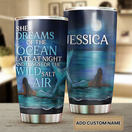 Camellia Personalized Mermaid She Dream Of The Ocean Stainless Steel Tumbler-Double-Walled Insulation Travel Cup With Lid 03