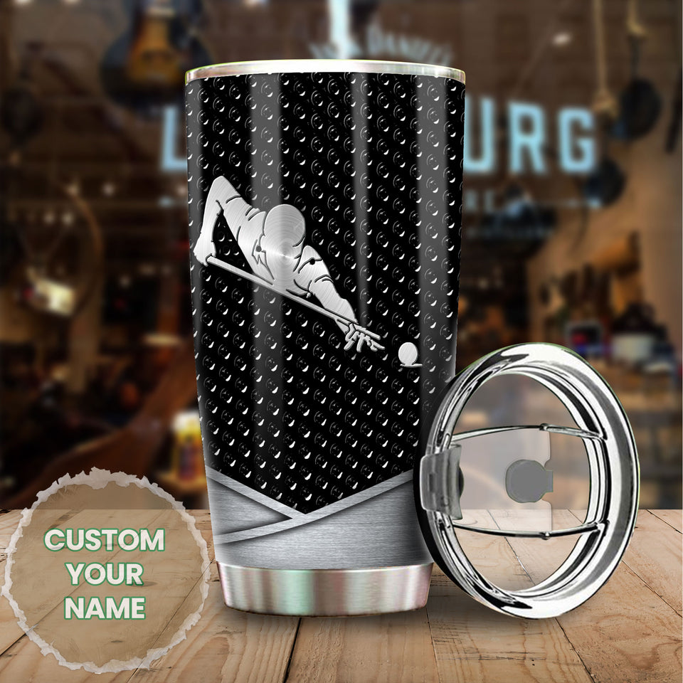 Camellia Personalized Man Plays Billiard Stainless Steel Tumbler-Vacuum Sealed Gift For Male Golf Player