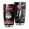 Camellia Personalized Bowling Old Women Was Your First Mistake Stainless Steel Tumbler - Double-Walled Insulation Vacumm Flask - Gift For Bowling Lovers, National Bowling Day 8th August