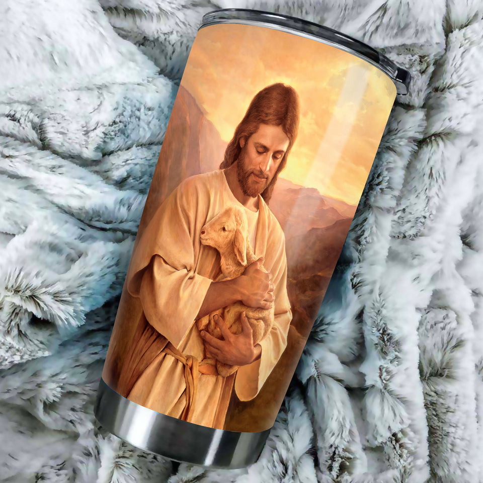 Camellia Personalized Faith Jesus Hug Lamp Stainless Steel Tumbler-Thermal Flask Travel Therma Cup With Lid