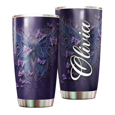 Camellia Personalized Butterfly Mask Art Stainless Steel Tumbler - Double-Walled Insulation Vacumm Flask - For Thanksgiving, Memorial Day, Christians, Christmas Gift