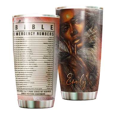 Camellia Personalized Black Women Bible Stainless Steel Tumbler - Double-Walled Insulation Vacumm Flask - Gift For Black Queen, International Women's Day, Hippie Girls 05