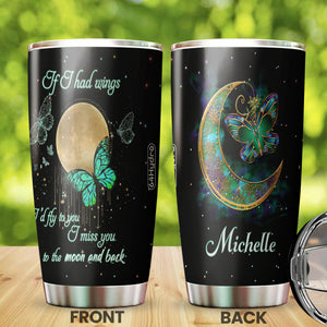 Camellia Personalized Butterfly If I Had Wings I Would Fly To You Stainless Steel Tumbler - Double-Walled Insulation Vacumm Flask - For Thanksgiving, Memorial Day, Christians, Christmas Gift