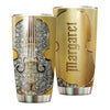 Camellia Personalized Diamond Violin Stainless Steel Tumbler - Customized Double-Walled Insulation Travel Thermal Cup With Lid Gift For Violin Lover