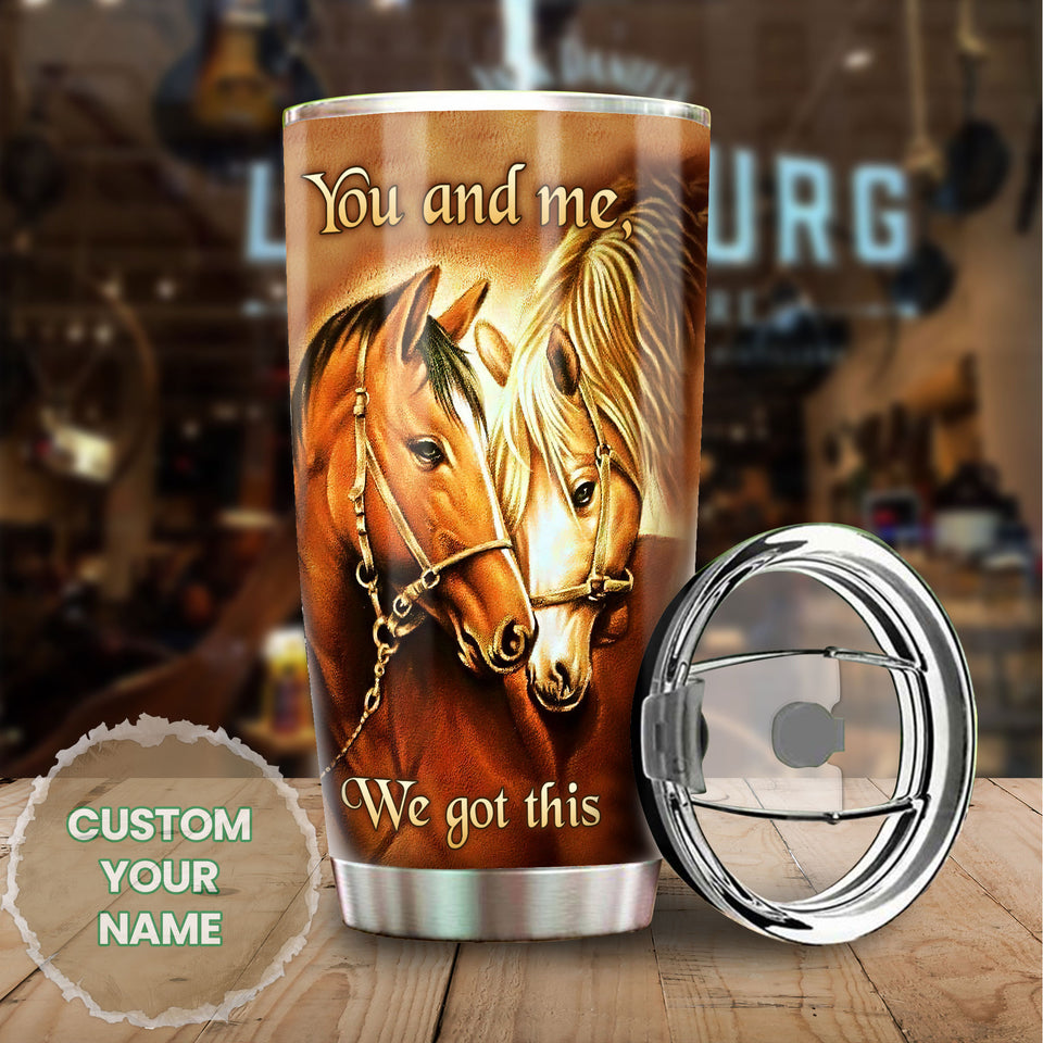 Camellia Personalized Horse Couple We Got This Stainless Steel Tumbler - Double-Walled Insulation Vacumm Flask - Gift For Horse Lovers, Cowgirls, Cowboys, Perfect Christmas, Thanksgiving Gift