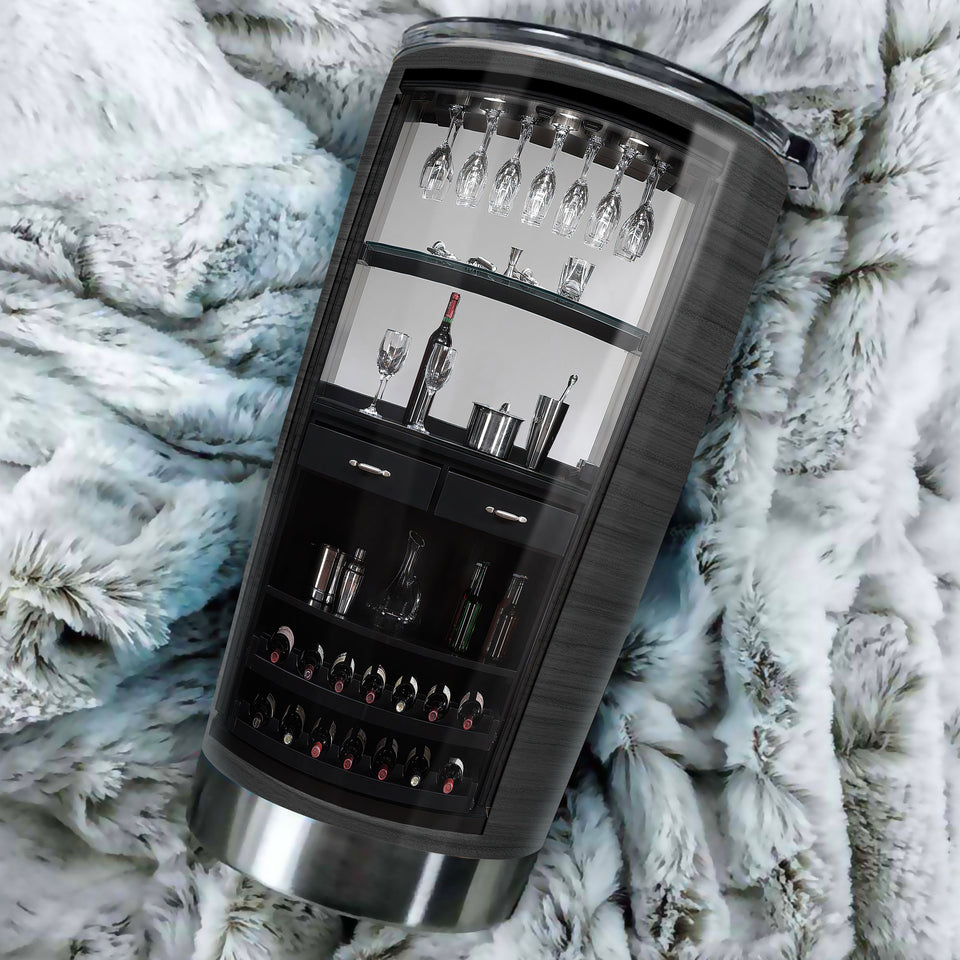 Camellia Persionalized 3D Dark Wine Bar Might Be Water Might Be Wine Stainless Steel Tumbler - Customized Double - Walled Insulation Travel Thermal Cup With Lid Gift For Wine Lover