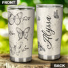 Camellia Personalized Butterfly Faith Hope Love White Stainless Steel Tumbler-Double-Walled Travel Therma Cup With Lid 01