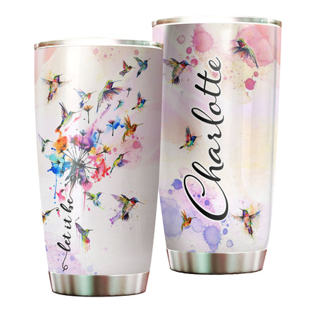 Camellia Persionalized Watercolor Hummingbird Stainless Steel Tumbler - Customized Double - Walled Insulation Thermal Cup With Lid
