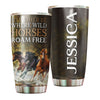 Camellia Personalized Horse Id Rather Where Wild Horses Roam Free Stainless Steel Tumbler - Customized Double-Walled Insulation Travel Thermal Cup With Lid Gift For Horse Rider Cowboy Cowgirl