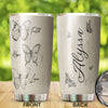 Camellia Personalized Butterfly Faith Hope Love White Stainless Steel Tumbler-Double-Walled Travel Therma Cup With Lid 01