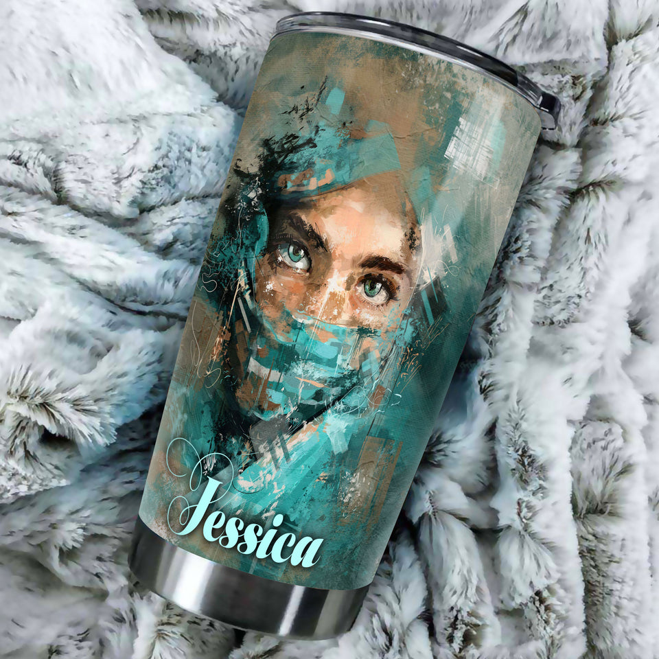 Camellia Personalized Nurse Storm Stainless Steel Tumbler - Double-Walled Insulation Vacumm Flask - Gift For Nurse, Christmas Gift, International Nurses Day