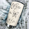 Camellia Personalized Butterfly Faith Hope Love White Stainless Steel Tumbler-Double-Walled Travel Therma Cup With Lid 01