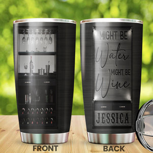 Camellia Persionalized 3D Dark Wine Bar Might Be Water Might Be Wine Stainless Steel Tumbler - Customized Double - Walled Insulation Travel Thermal Cup With Lid Gift For Wine Lover